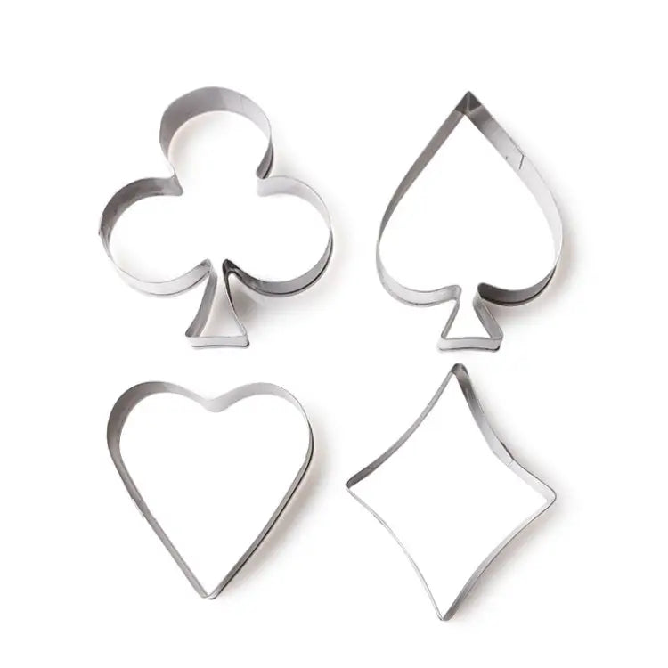 3 Sets Stainless Steel Poker Cookie Mold Playing Cards Cake Fondant Mold Spade Heart Biscuit Cutter 3 Sets - 3 Sets
