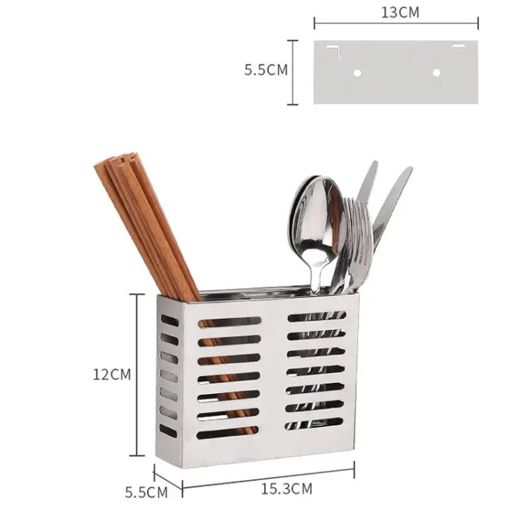304 Stainless Steel Wall-mounted Kitchen Rack Hanging Knife Holder Double Cage Chopsticks Canister Double Cage