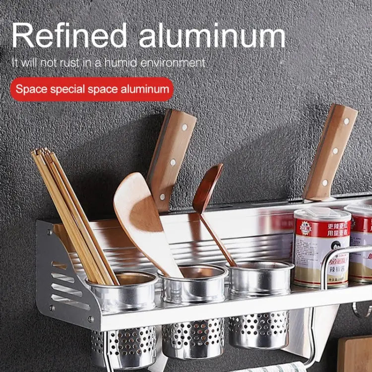 30cm Multi-function Kitchen Punching Wall-mounted Aluminum Condiment Storage Rack 30cm Punching - 30cm Punching