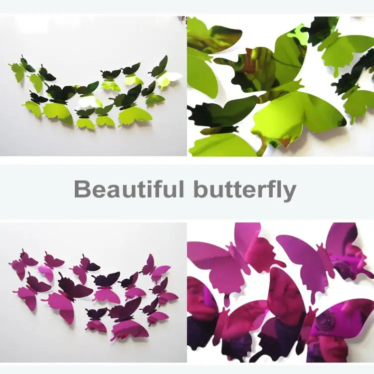 36 PCS Home Decoration Originality PC 3D Mirror Surface Butterfly Wall Paste Butterfly Wall Paste 2 - Butterfly Wall