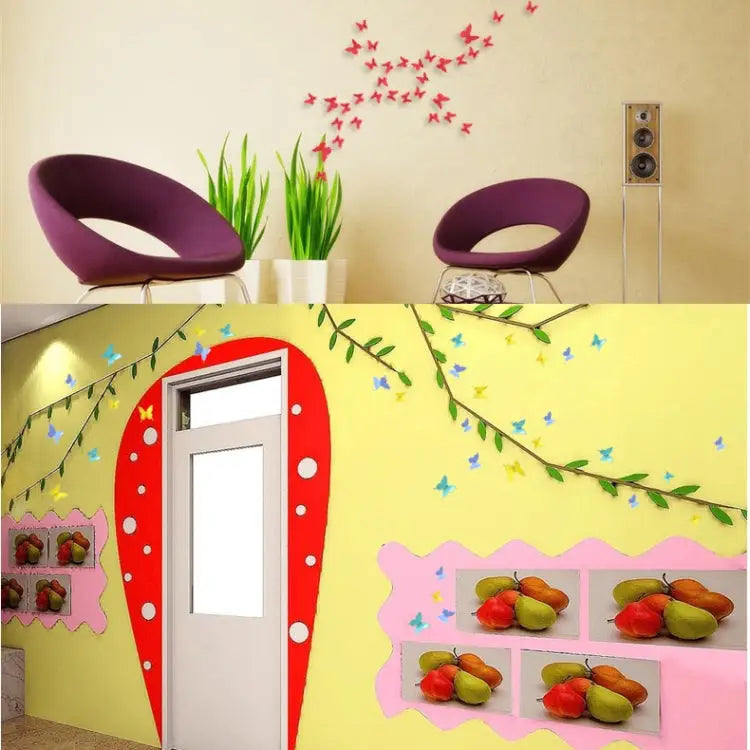 36 PCS Home Decoration Originality PC 3D Mirror Surface Butterfly Wall Paste Butterfly Wall Paste 2 - Butterfly Wall