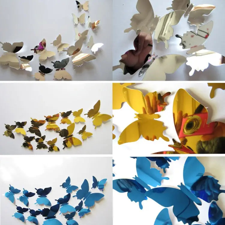 36 PCS Home Decoration Originality PC 3D Mirror Surface Butterfly Wall Paste Butterfly Wall Paste 2 - Butterfly Wall