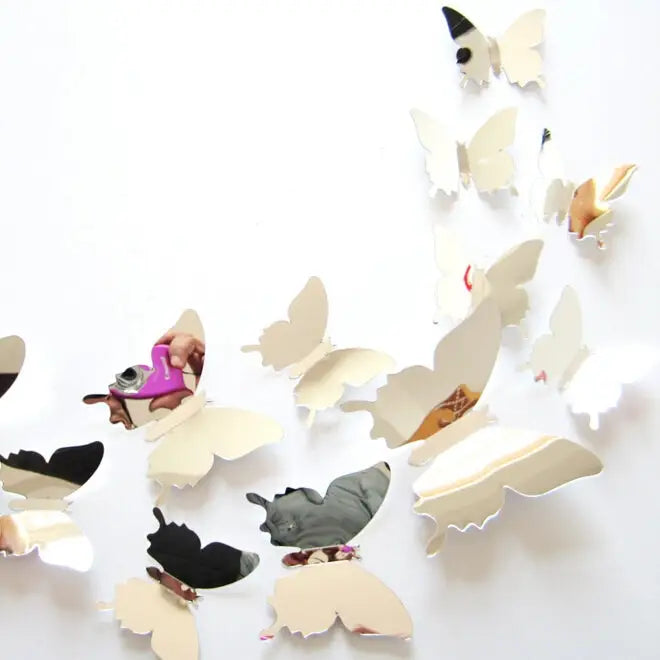 36 PCS Home Decoration Originality PC 3D Mirror Surface Butterfly Wall Paste Butterfly Wall Paste 2 - Butterfly Wall