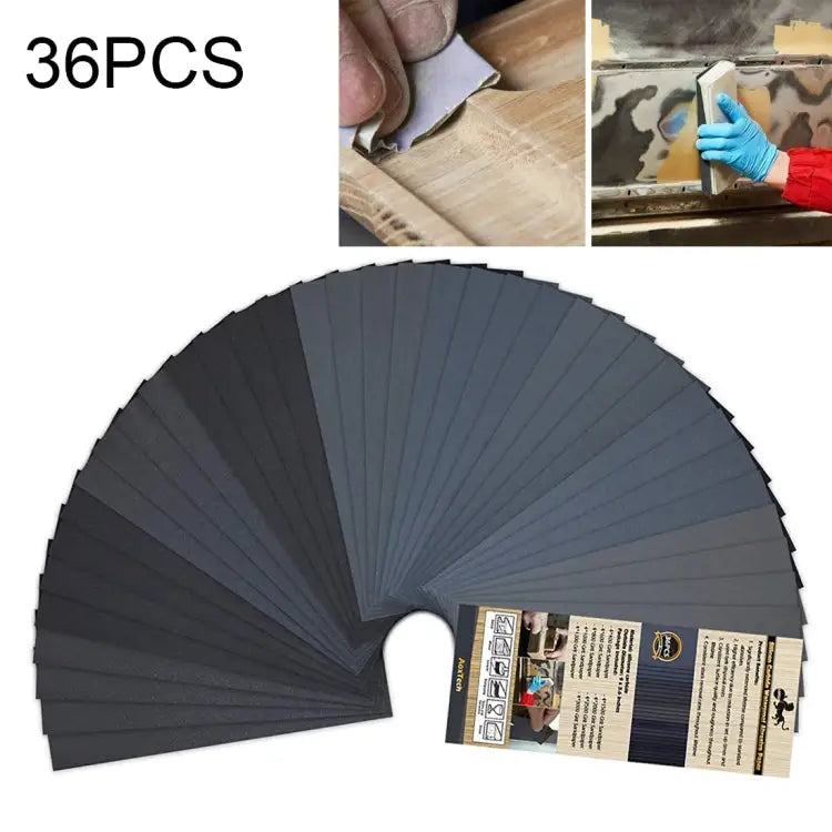 36 PCS LANHU Grit 400-3000 Wet And Dry Polishing Grinding Sandpaper，Size: 22.9 x 9.1cm - 36 PCS