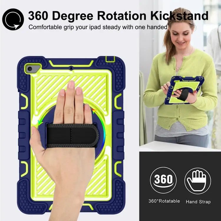 360 Degree Rotation Contrast Color Shockproof Silicone + PC Case with Holder & Hand Grip Strap & Shoulder Strap