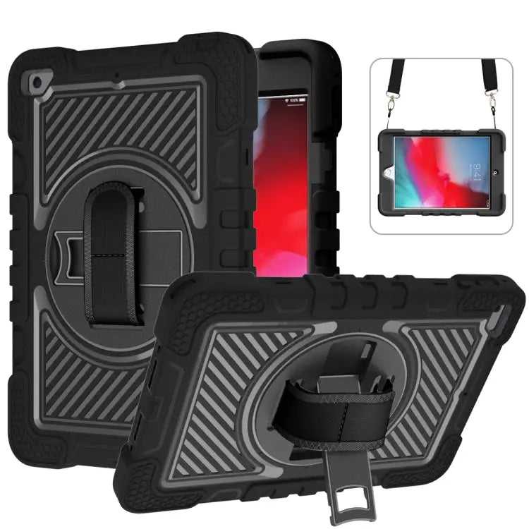 360 Degree Rotation Contrast Color Shockproof Silicone + PC Case with Holder & Hand Grip Strap & Shoulder Strap