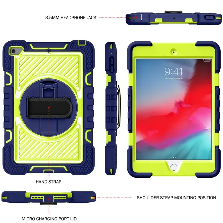 360 Degree Rotation Contrast Color Shockproof Silicone + PC Case with Holder & Hand Grip Strap & Shoulder Strap