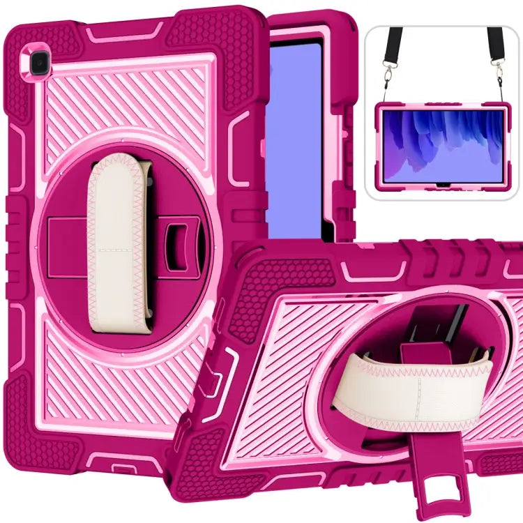 360 Degree Rotation Contrast Color Shockproof Silicone + PC Case with Holder & Hand Grip Strap & Shoulder Strap