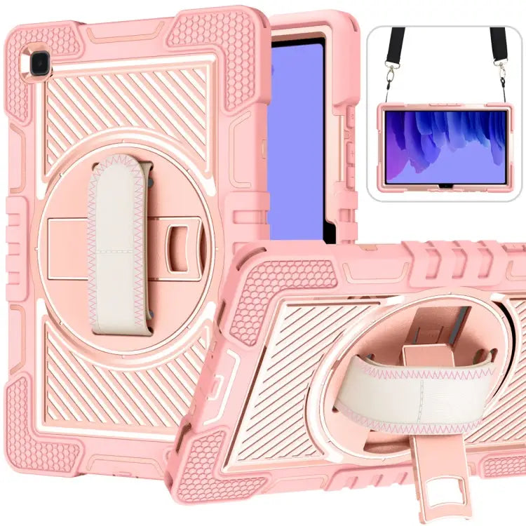 360 Degree Rotation Contrast Color Shockproof Silicone + PC Case with Holder & Hand Grip Strap & Shoulder Strap