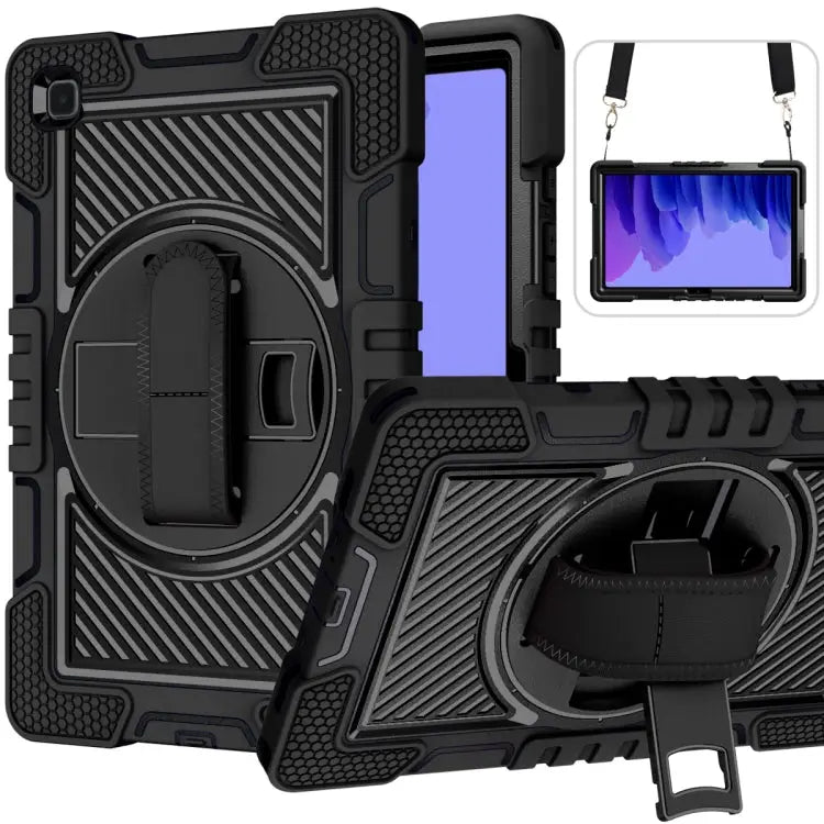 360 Degree Rotation Contrast Color Shockproof Silicone + PC Case with Holder & Hand Grip Strap & Shoulder Strap