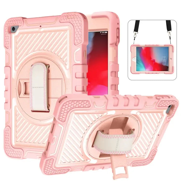 360 Degree Rotation Contrast Color Shockproof Silicone + PC Case with Holder & Hand Grip Strap & Shoulder Strap