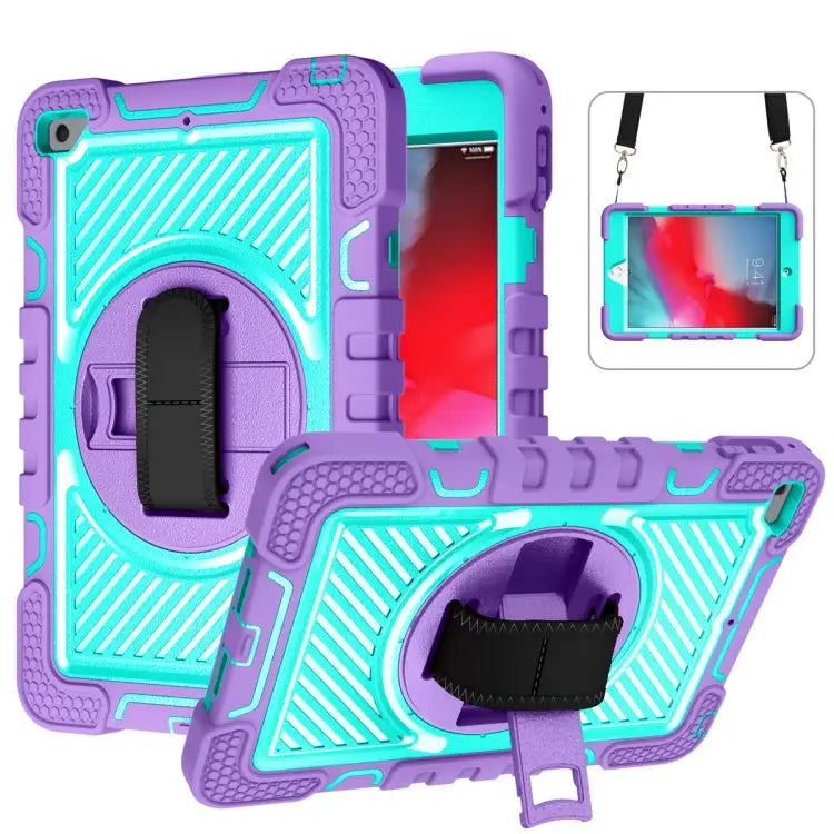 360 Degree Rotation Contrast Color Shockproof Silicone + PC Case with Holder & Hand Grip Strap & Shoulder Strap