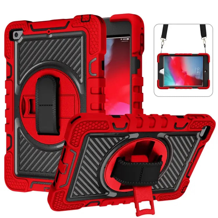360 Degree Rotation Contrast Color Shockproof Silicone + PC Case with Holder & Hand Grip Strap & Shoulder Strap