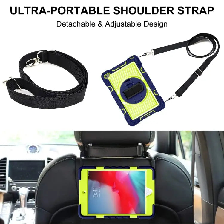 360 Degree Rotation Contrast Color Shockproof Silicone + PC Case with Holder & Hand Grip Strap & Shoulder Strap