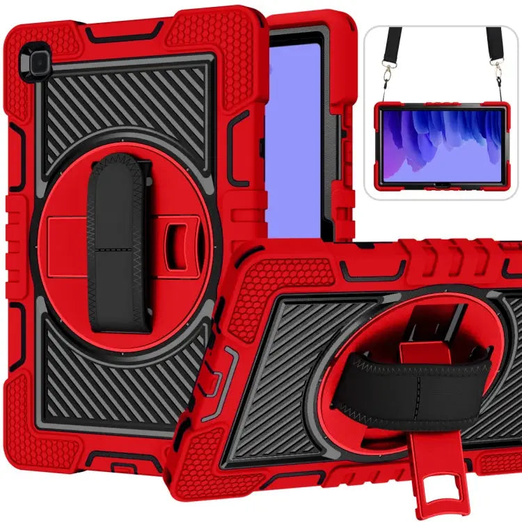 360 Degree Rotation Contrast Color Shockproof Silicone + PC Case with Holder & Hand Grip Strap & Shoulder Strap