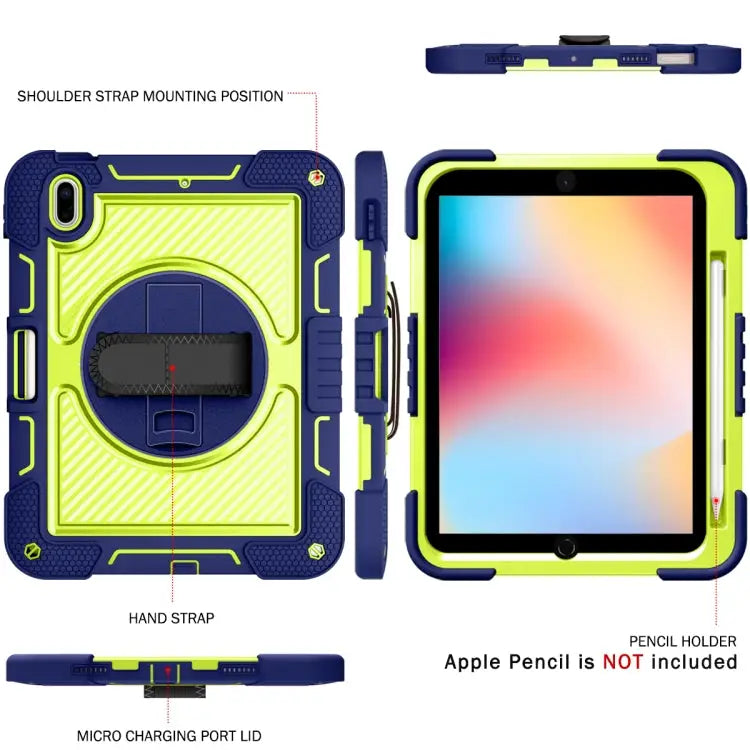 360 Degree Rotation Contrast Color Shockproof Silicone + PC Tablet Case For iPad 10th Gen 10.9 2022 - Apple Accessories