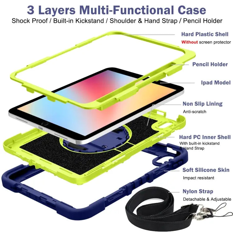 360 Degree Rotation Contrast Color Shockproof Silicone + PC Tablet Case For iPad 10th Gen 10.9 2022 - Apple Accessories