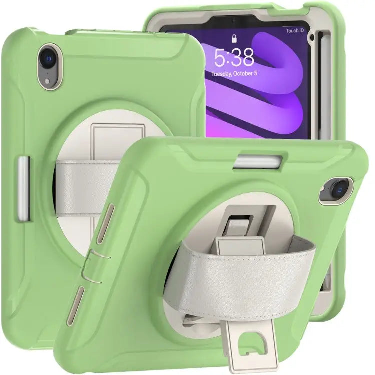 360 Degree Rotation PC + TPU Protective Case with Holder & Hand-strap For iPad mini 6 / mini 2024 - For iPad mini 6