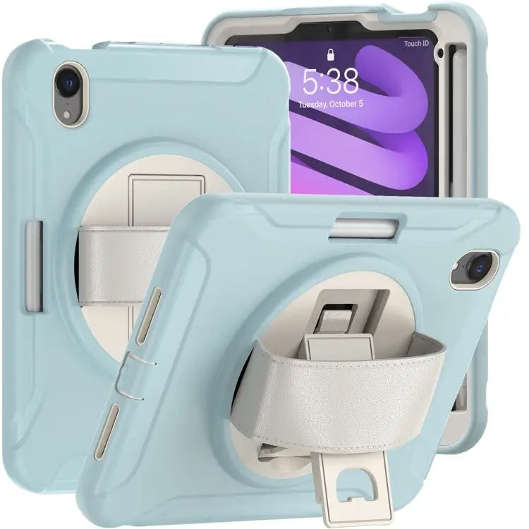 360 Degree Rotation PC + TPU Protective Case with Holder & Hand-strap For iPad mini 6 / mini 2024 - For iPad mini 6