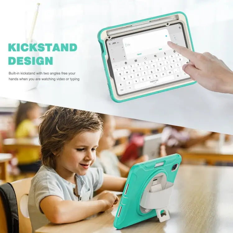 360 Degree Rotation PC + TPU Protective Case with Holder & Hand-strap For iPad mini 6 / mini 2024 - Apple Accessories