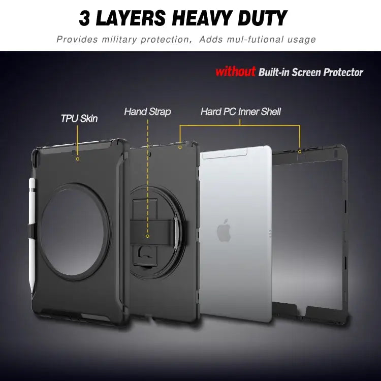 360 Degree Rotation PC + TPU Protective Cover with Holder & Hand Strap For iPad Pro 10.5 inch For iPad mini (2019) &
