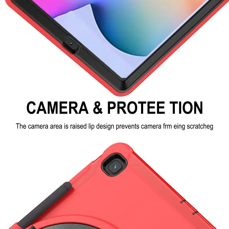 360 Degree Rotation PC + TPU Protective Cover with Holder & Hand Strap & Pen Slot For Samsung Galaxy Tab A 8.4 (2020)