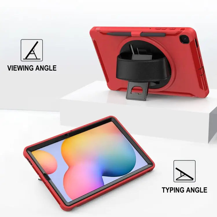 360 Degree Rotation PC + TPU Protective Cover with Holder & Hand Strap & Pen Slot For Samsung Galaxy Tab A 8.4 (2020)