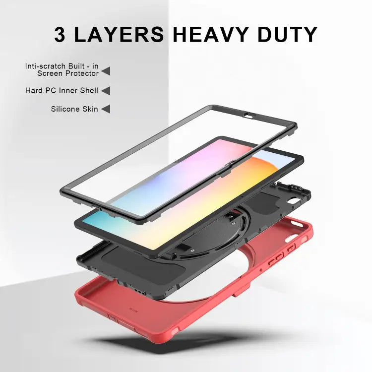 360 Degree Rotation PC + TPU Protective Cover with Holder & Hand Strap & Pen Slot For Samsung Galaxy Tab A 8.4 (2020)