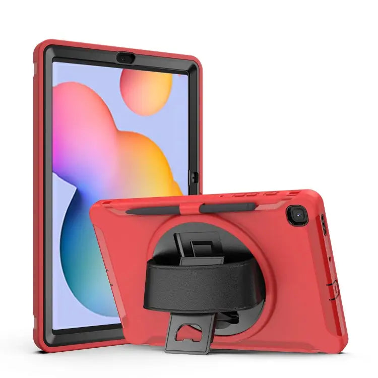 360 Degree Rotation PC + TPU Protective Cover with Holder & Hand Strap & Pen Slot For Samsung Galaxy Tab A 8.4 (2020)