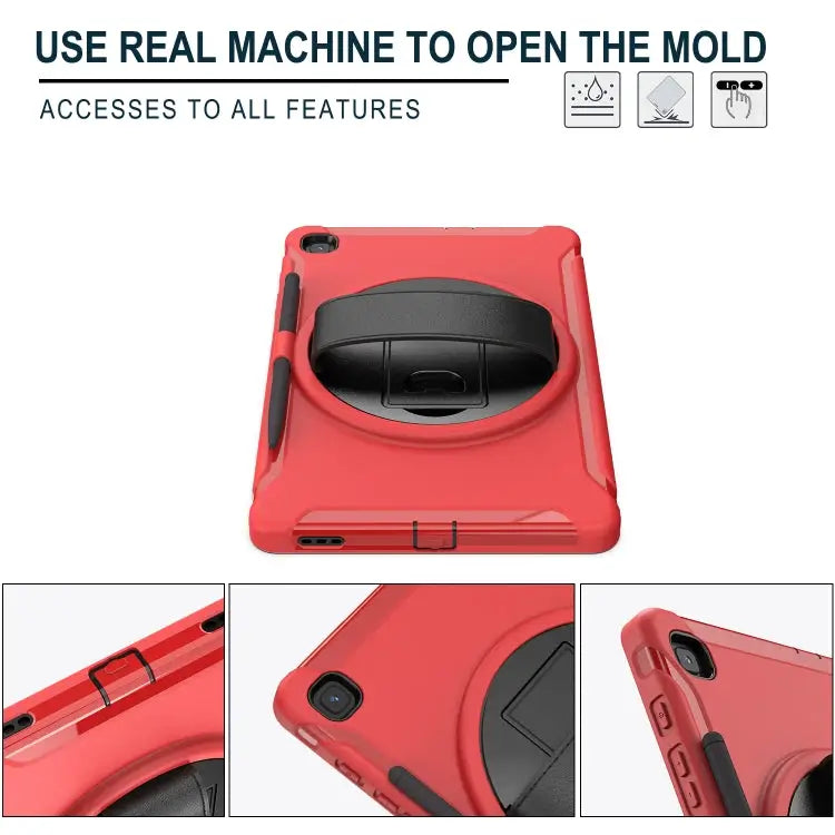 360 Degree Rotation PC + TPU Protective Cover with Holder & Hand Strap & Pen Slot For Samsung Galaxy Tab A 8.4 (2020)