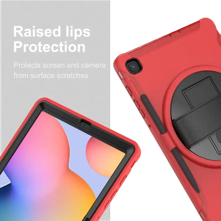 360 Degree Rotation PC + TPU Protective Cover with Holder & Hand Strap & Pen Slot For Samsung Galaxy Tab A 8.4 (2020)
