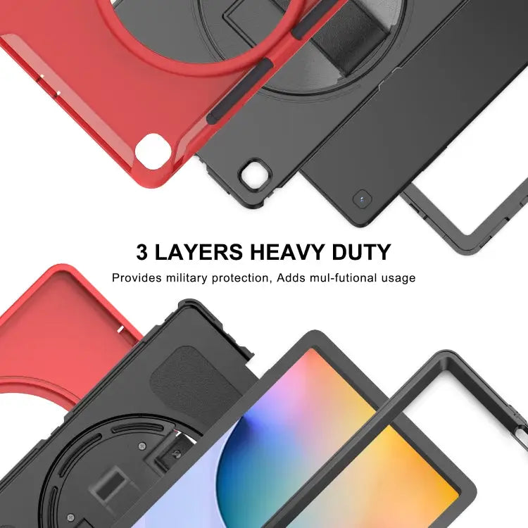 360 Degree Rotation PC + TPU Protective Cover with Holder & Hand Strap & Pen Slot For Samsung Galaxy Tab A 8.4 (2020)
