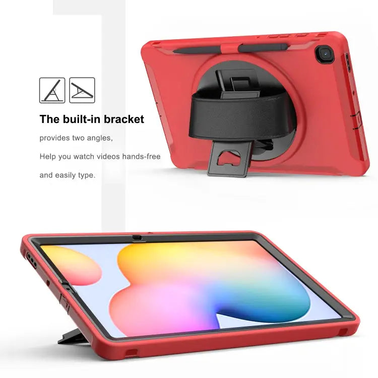 360 Degree Rotation PC + TPU Protective Cover with Holder & Hand Strap & Pen Slot For Samsung Galaxy Tab A 8.4 (2020)