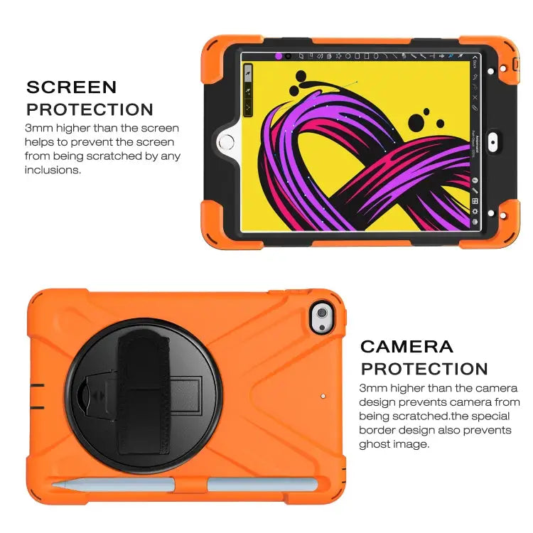 360 Degree Rotation Silicone Protective Cover with Holder & Hand Strap & Long Strap & Pencil Slot For iPad Mini 5