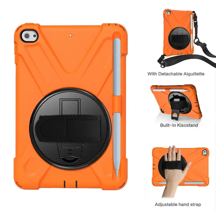 360 Degree Rotation Silicone Protective Cover with Holder & Hand Strap & Long Strap & Pencil Slot For iPad Mini 5
