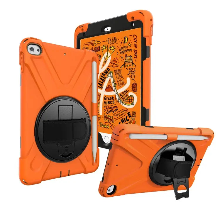 360 Degree Rotation Silicone Protective Cover with Holder & Hand Strap & Long Strap & Pencil Slot For iPad Mini 5