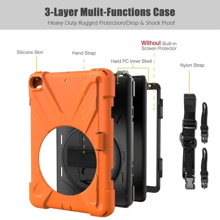 360 Degree Rotation Silicone Protective Cover with Holder & Hand Strap & Long Strap & Pencil Slot For iPad Mini 5