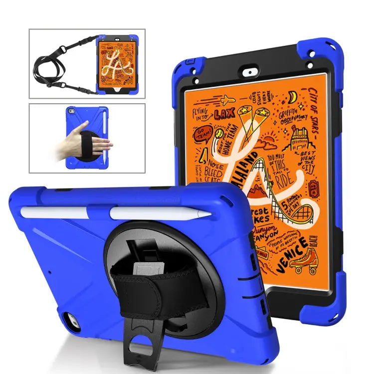 360 Degree Rotation Silicone Protective Cover with Holder & Hand Strap & Long Strap & Pencil Slot For iPad Mini 5