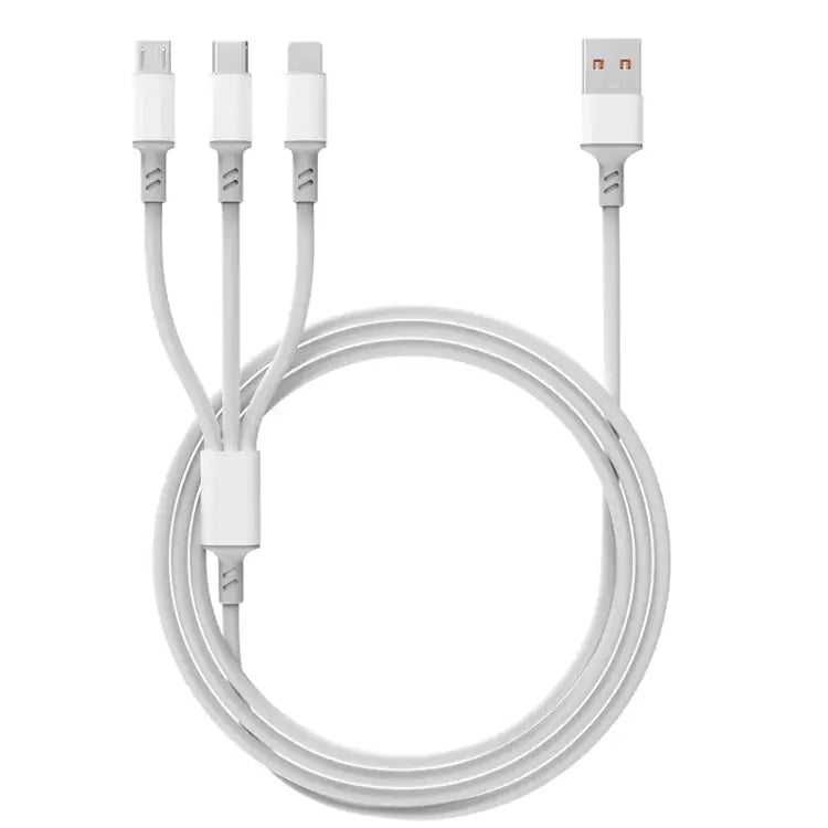 3A 3 in 1 USB to Type-C / 8 Pin / Micro USB Fast Charging Cable Cable Length: 1.2m - White