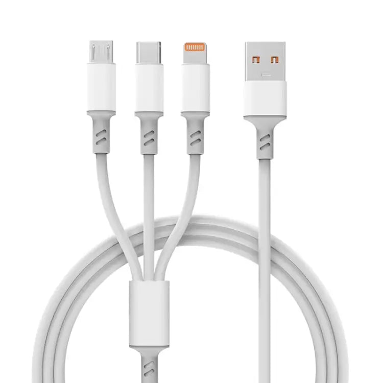 3A 3 in 1 USB to Type-C / 8 Pin / Micro USB Fast Charging Cable Cable Length: 1.2m - White