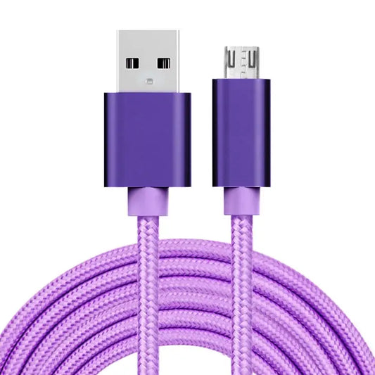 3A Woven Style Metal Head Micro USB to USB Data / Charger Cable Cable Length: 3m - 3m Micro USB / Purple