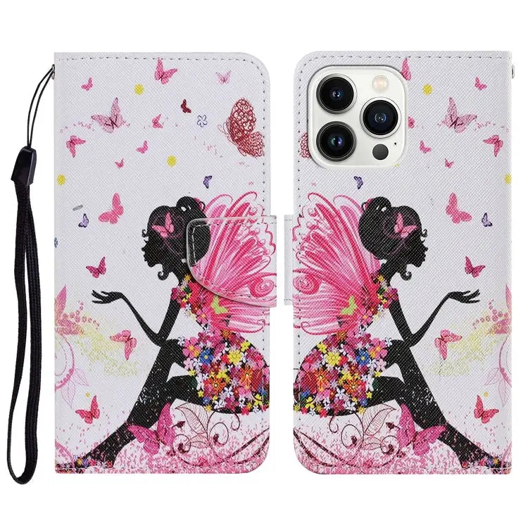 3D Colored Drawing Flip Leather Phone Case For iPhone 16 Pro Max - For iPhone 16 Pro Max / Dance Girl - Apple