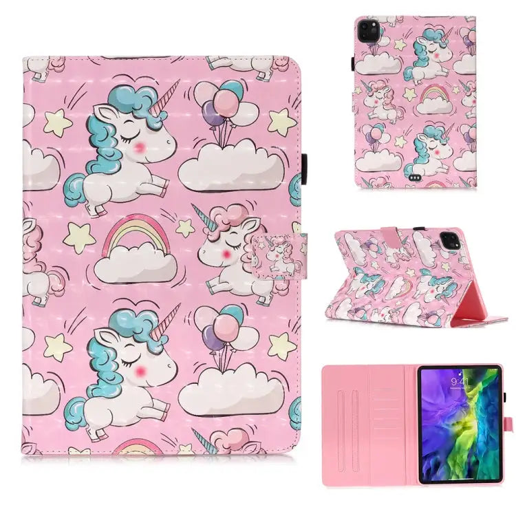 3D Colored Drawing Horizontal Flip Leather Case with Sleep / Wake-up Function & Holder & Card Slo & Wallet For iPad Pro