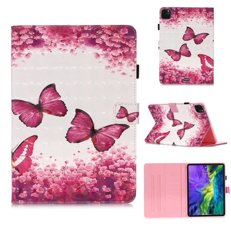 3D Colored Drawing Horizontal Flip Leather Case with Sleep / Wake-up Function & Holder & Card Slo & Wallet For iPad Pro
