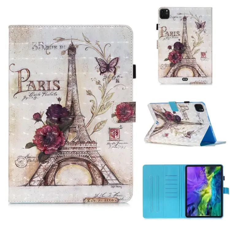 3D Colored Drawing Horizontal Flip Leather Case with Sleep / Wake-up Function & Holder & Card Slo & Wallet For iPad Pro