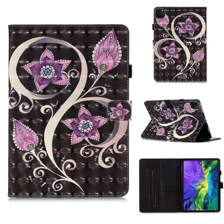 3D Colored Drawing Horizontal Flip Leather Case with Sleep / Wake-up Function & Holder & Card Slo & Wallet For iPad Pro