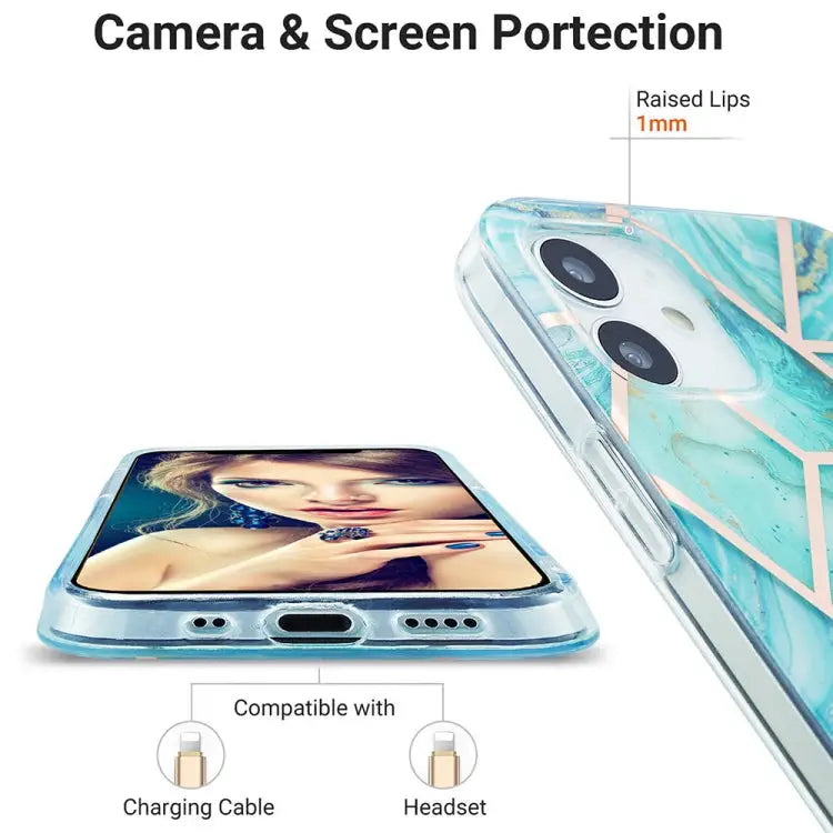 3D Electroplating Marble Pattern TPU Protective Case For iPhone 12 / 12 Pro For iPhone 12 Pro Max For iPhone XS / X