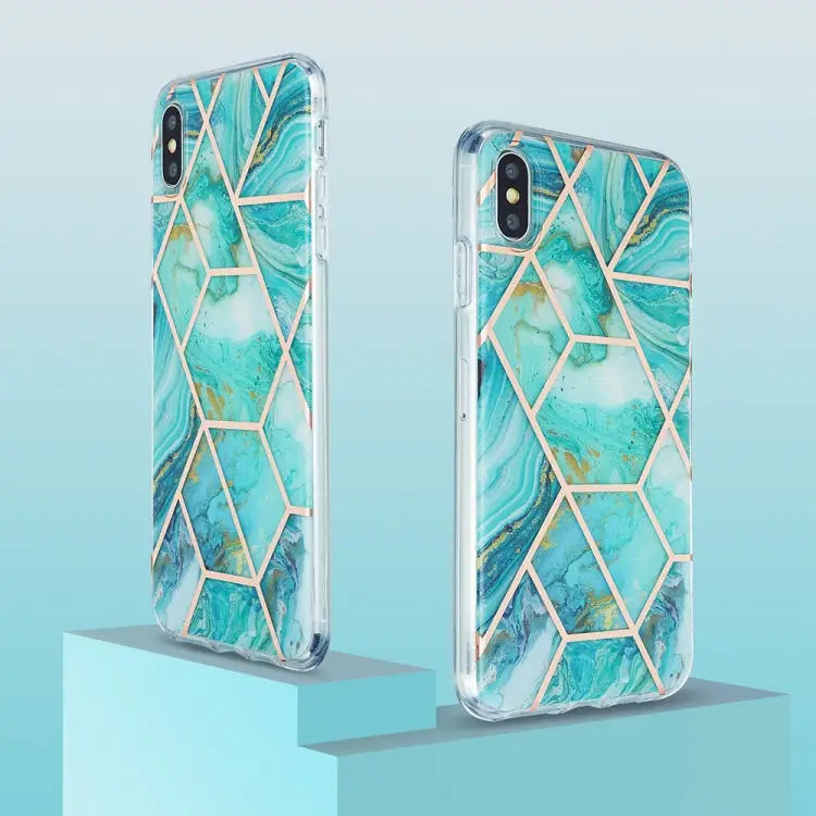 3D Electroplating Marble Pattern TPU Protective Case For iPhone XS Max - Apple Accessories