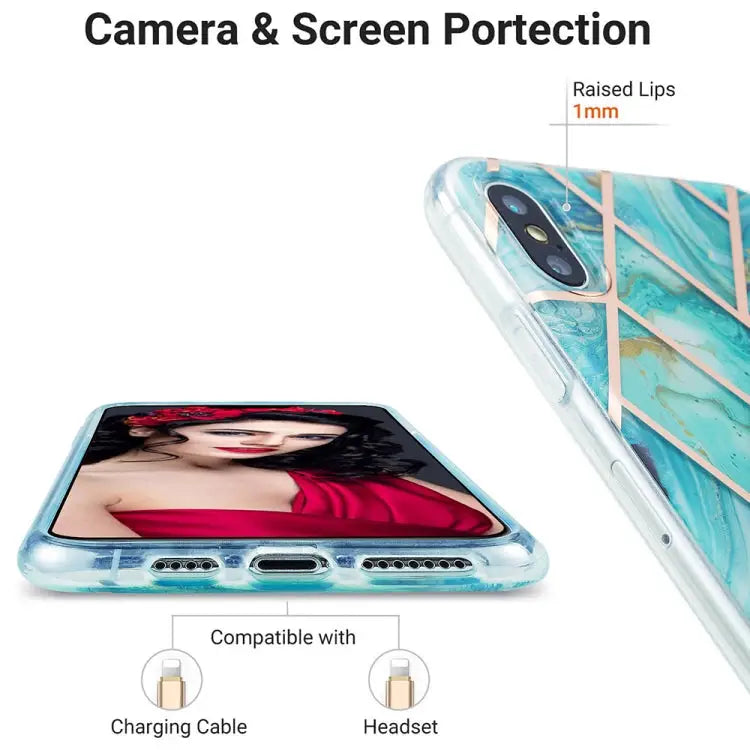 3D Electroplating Marble Pattern TPU Protective Case For iPhone XS Max - Apple Accessories