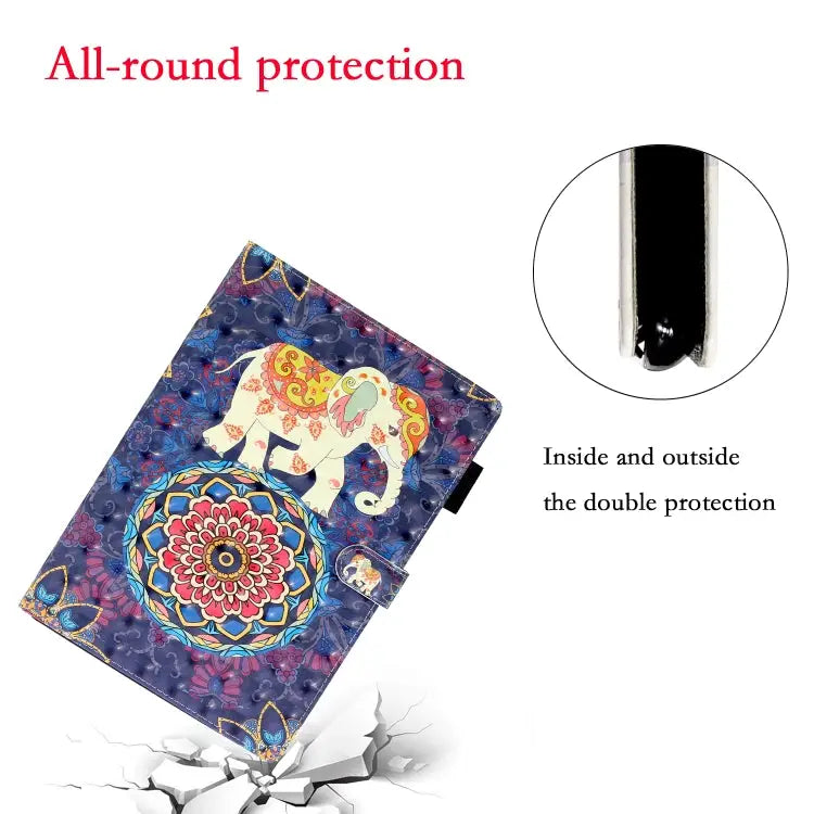 3D Embossing Pattern Horizontal Flip Leather Case with Holder & Card Slots & Wallet For iPad 10.2 For iPad 5 / 6 / 7